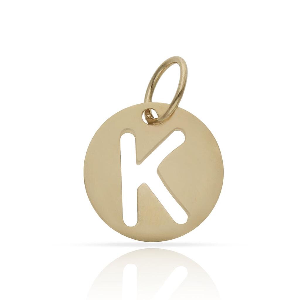 COLGANTE ORO 18KL LETRA CALADA - 10MM - Abecedario: k 
