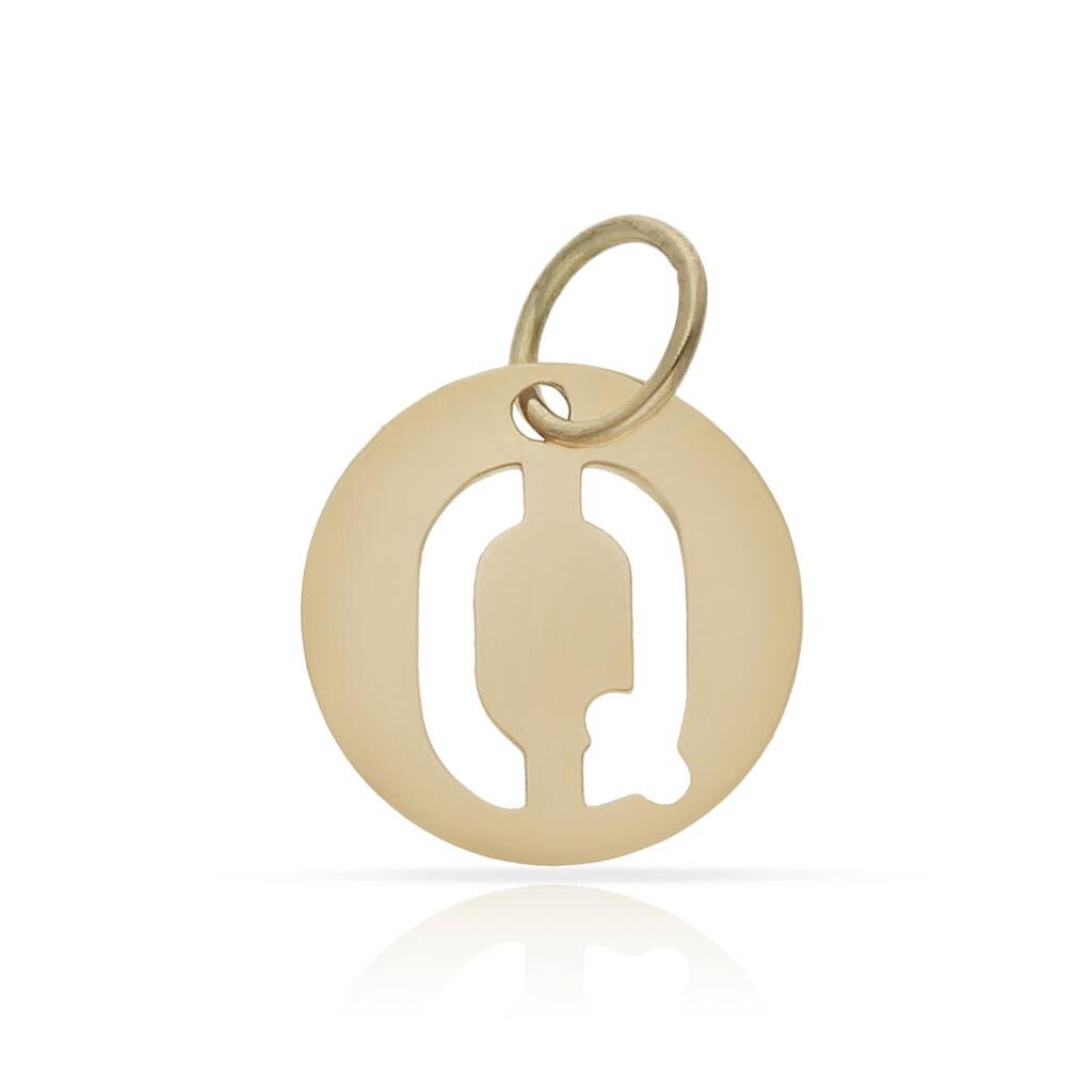 COLGANTE ORO 18KL LETRA CALADA - 10MM - Abecedario: q 