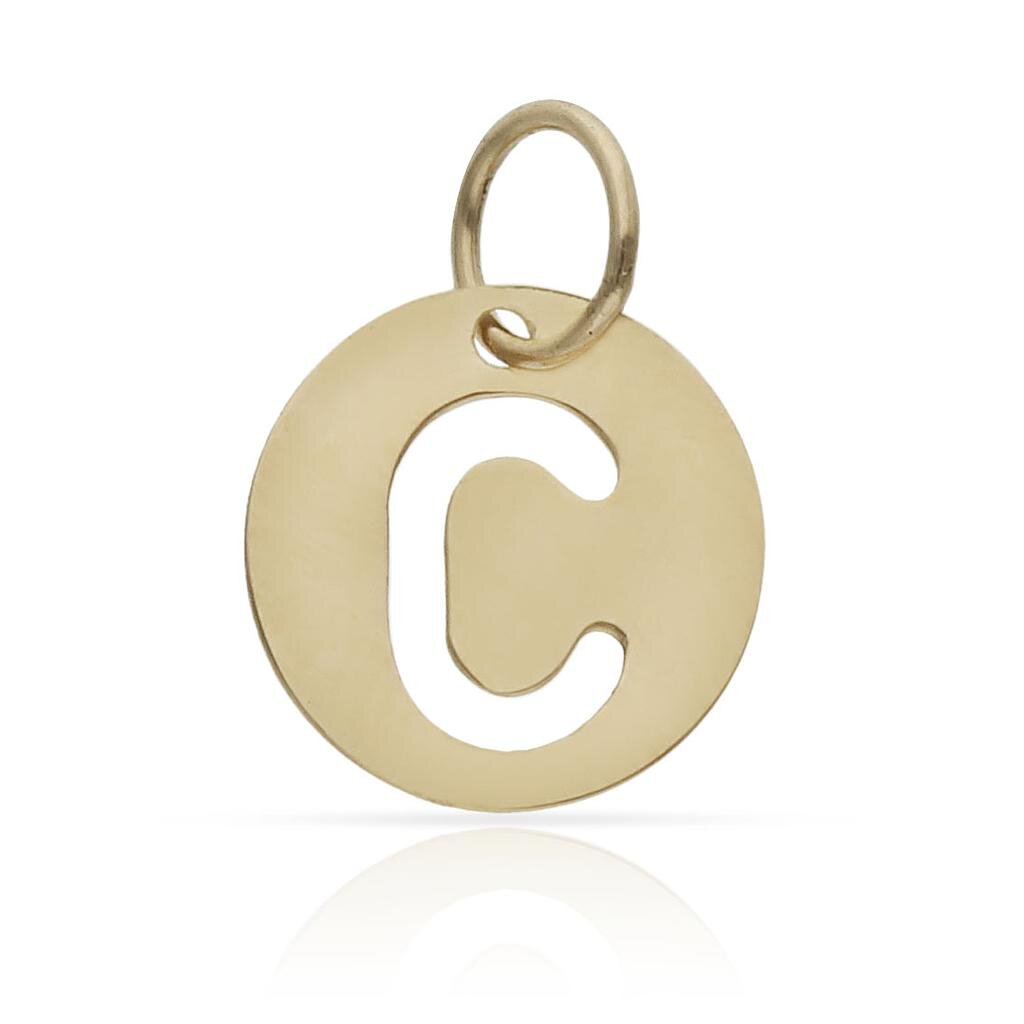 COLGANTE ORO 18KL LETRA CALADA - 12MM - Abecedario: c 
