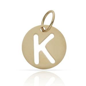 COLGANTE ORO 18KL LETRA CALADA - 12MM - Abecedario: k 