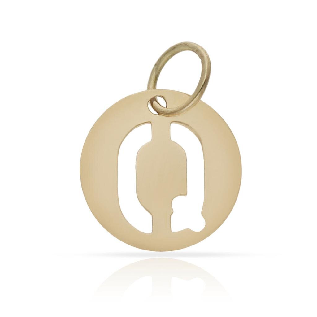 COLGANTE ORO 18KL LETRA CALADA - 12MM - Abecedario: q 