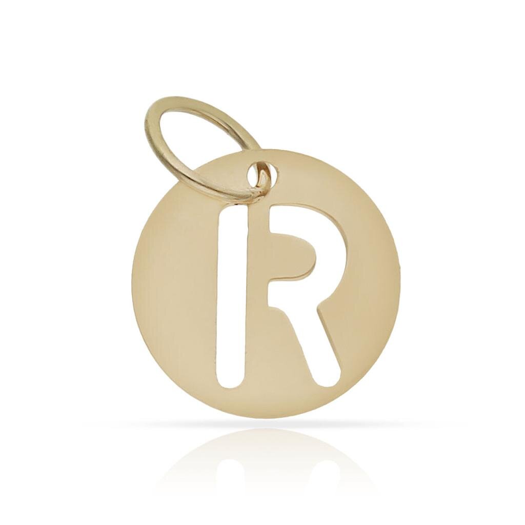 COLGANTE ORO 18KL LETRA CALADA - 12MM - Abecedario: r 