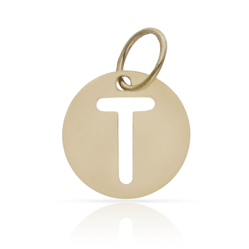 COLGANTE ORO 18KL LETRA CALADA - 12MM - Abecedario: t 