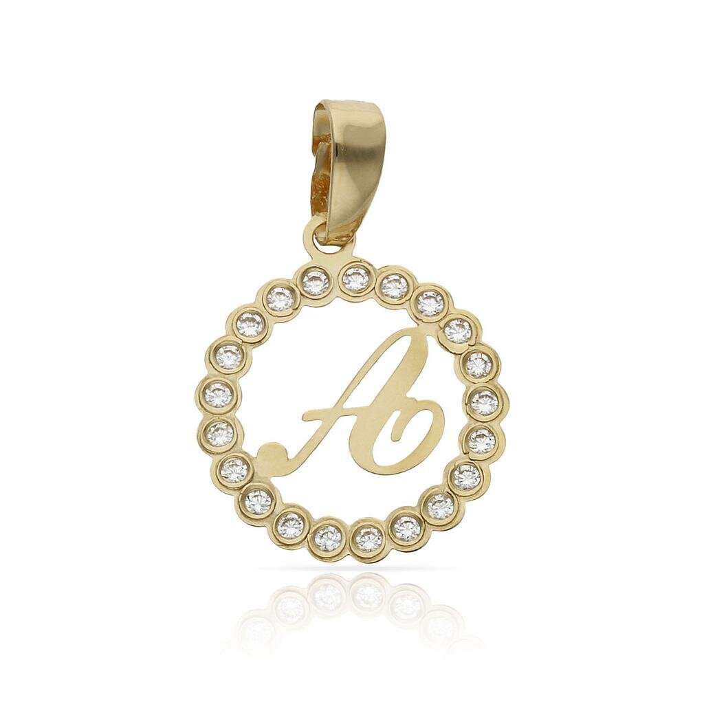 COLGANTE ORO 18KL LETRA CIRCONITAS - 12MM - Abecedario: a 
