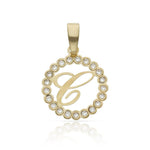 COLGANTE ORO 18KL LETRA CIRCONITAS - 12MM - Abecedario: c 