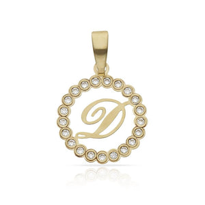 COLGANTE ORO 18KL LETRA CIRCONITAS - 12MM - Abecedario: d 