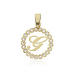 COLGANTE ORO 18KL LETRA CIRCONITAS - 12MM - Abecedario: g 