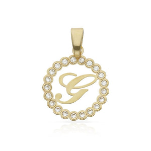 COLGANTE ORO 18KL LETRA CIRCONITAS - 12MM - Abecedario: g 