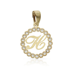 COLGANTE ORO 18KL LETRA CIRCONITAS - 12MM - Abecedario: h 