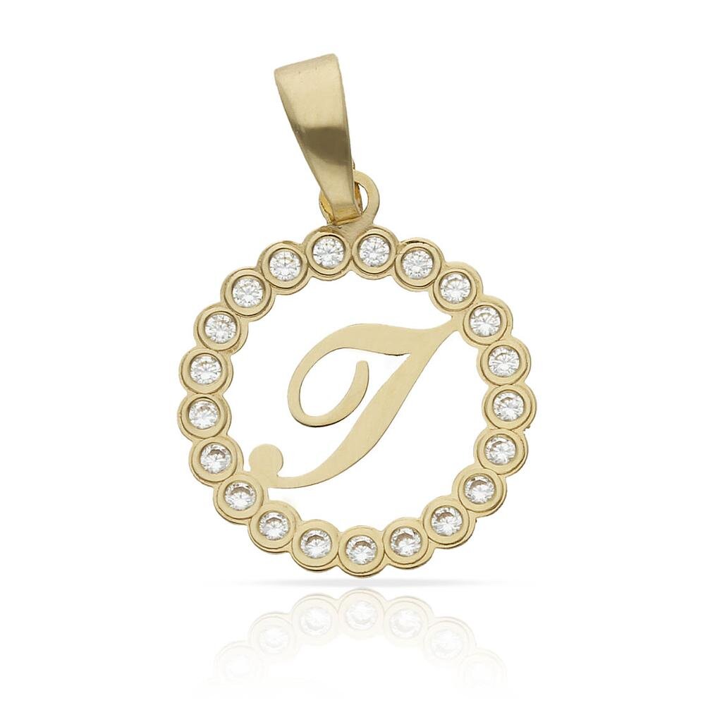 COLGANTE ORO 18KL LETRA CIRCONITAS - 12MM - Abecedario: i 