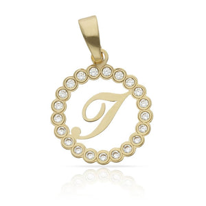 COLGANTE ORO 18KL LETRA CIRCONITAS - 12MM - Abecedario: i 