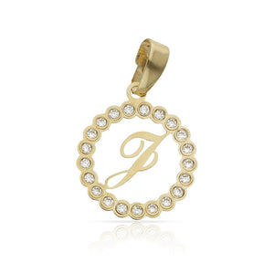 COLGANTE ORO 18KL LETRA CIRCONITAS - 12MM - Abecedario: j 