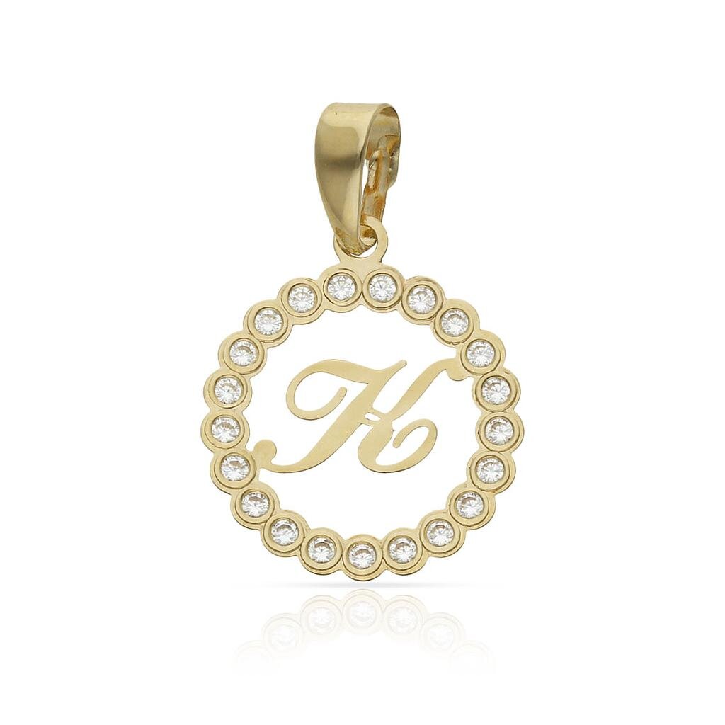 COLGANTE ORO 18KL LETRA CIRCONITAS - 12MM - Abecedario: k 