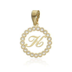COLGANTE ORO 18KL LETRA CIRCONITAS - 12MM - Abecedario: k 