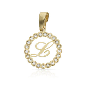 COLGANTE ORO 18KL LETRA CIRCONITAS - 12MM - Abecedario: L 