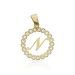 COLGANTE ORO 18KL LETRA CIRCONITAS - 12MM - Abecedario: n 
