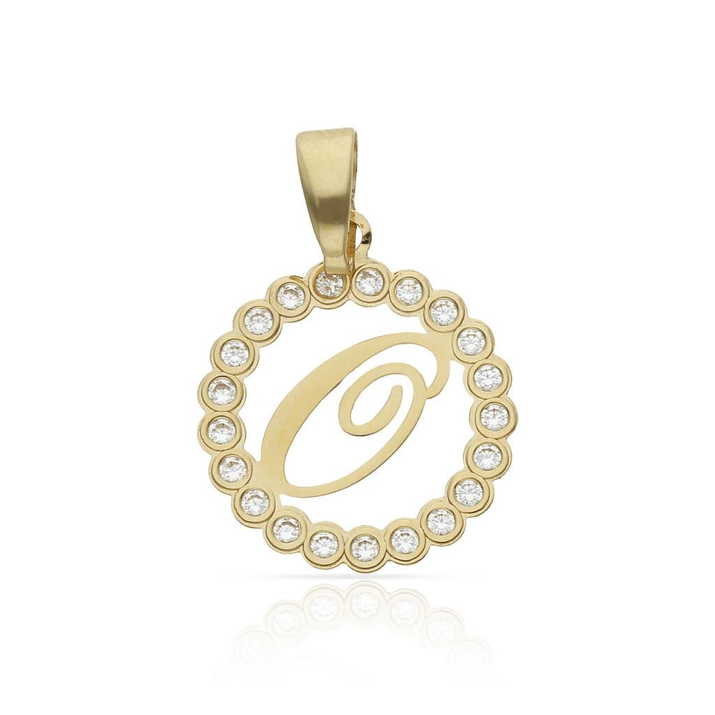 COLGANTE ORO 18KL LETRA CIRCONITAS - 12MM - Abecedario: o 