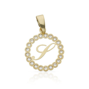 COLGANTE ORO 18KL LETRA CIRCONITAS - 12MM - Abecedario: s 