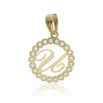 COLGANTE ORO 18KL LETRA CIRCONITAS - 12MM - Abecedario: u 