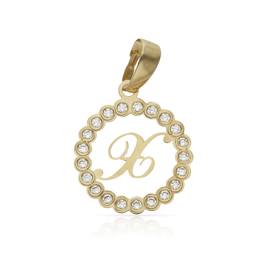 COLGANTE ORO 18KL LETRA CIRCONITAS - 12MM - Abecedario: x 