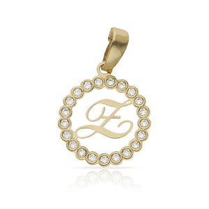 COLGANTE ORO 18KL LETRA CIRCONITAS - 12MM - Abecedario: z 