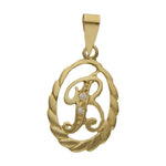 COLGANTE ORO 18KL LETRA CIRCONITAS - 13x20MM - Abecedario: b 