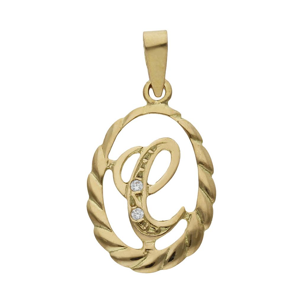 COLGANTE ORO 18KL LETRA CIRCONITAS - 13x20MM - Abecedario: c 