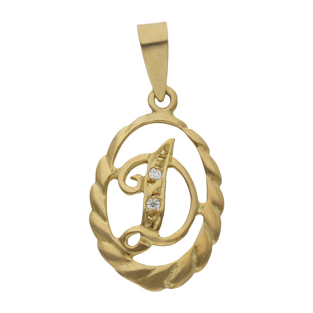 COLGANTE ORO 18KL LETRA CIRCONITAS - 13x20MM - Abecedario: d 