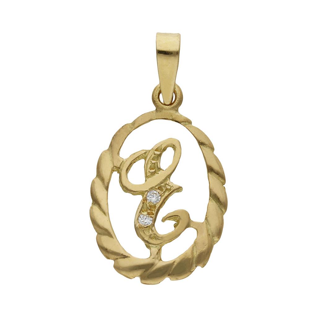 COLGANTE ORO 18KL LETRA CIRCONITAS - 13x20MM - Abecedario: e 