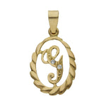 COLGANTE ORO 18KL LETRA CIRCONITAS - 13x20MM - Abecedario: g 