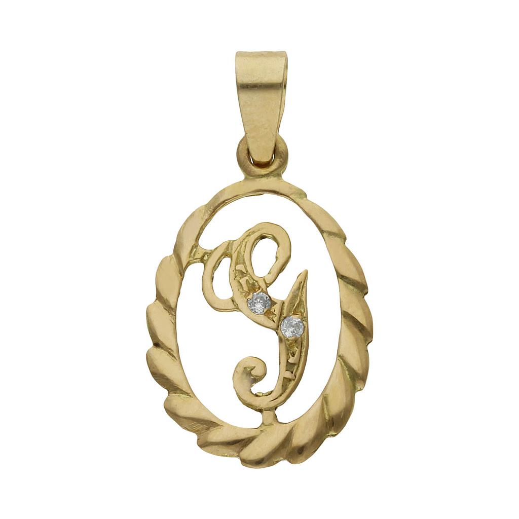 COLGANTE ORO 18KL LETRA CIRCONITAS - 13x20MM - Abecedario: g 