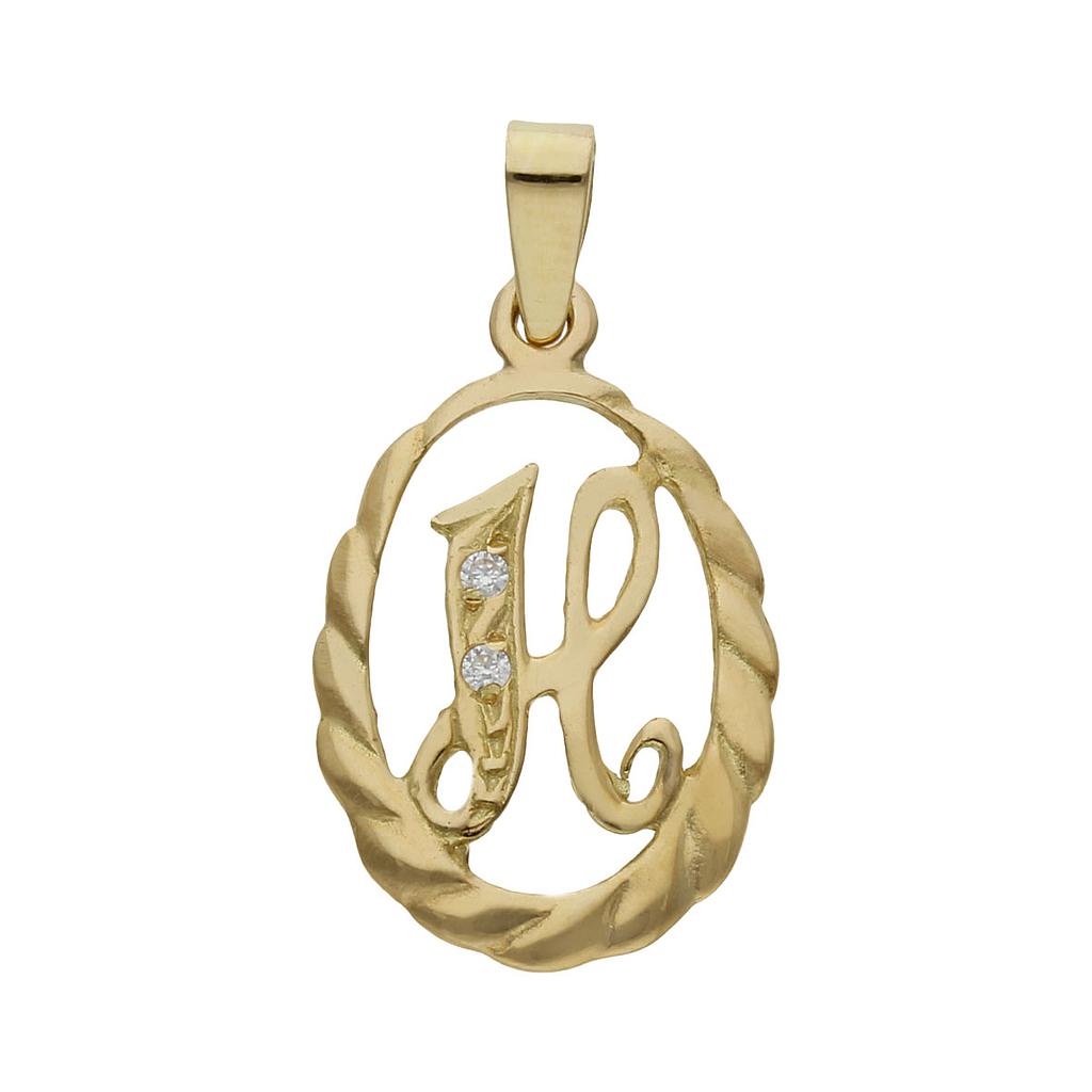 COLGANTE ORO 18KL LETRA CIRCONITAS - 13x20MM - Abecedario: h 