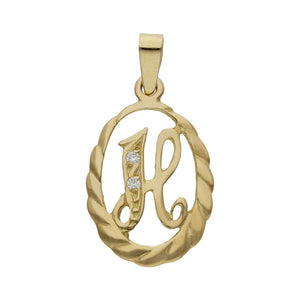 COLGANTE ORO 18KL LETRA CIRCONITAS - 13x20MM - Abecedario: h 