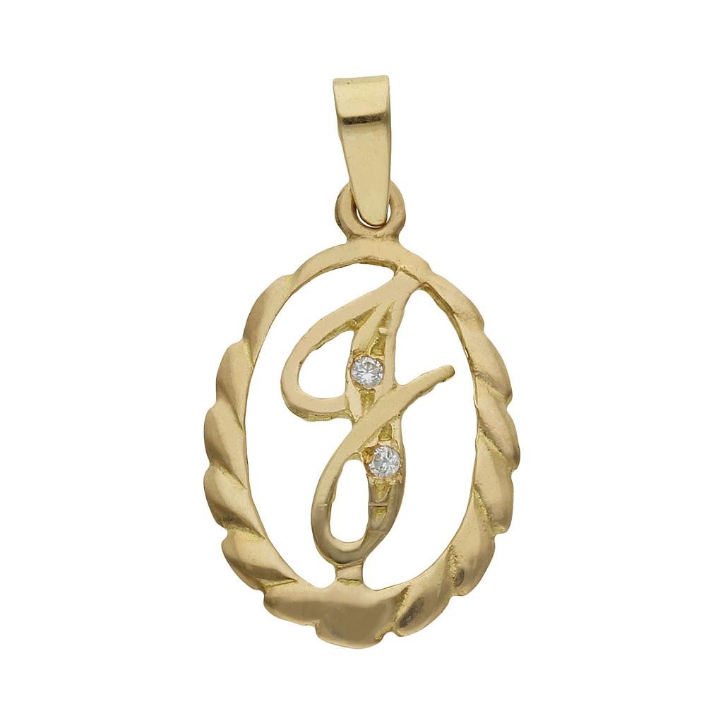 COLGANTE ORO 18KL LETRA CIRCONITAS - 13x20MM - Abecedario: j 
