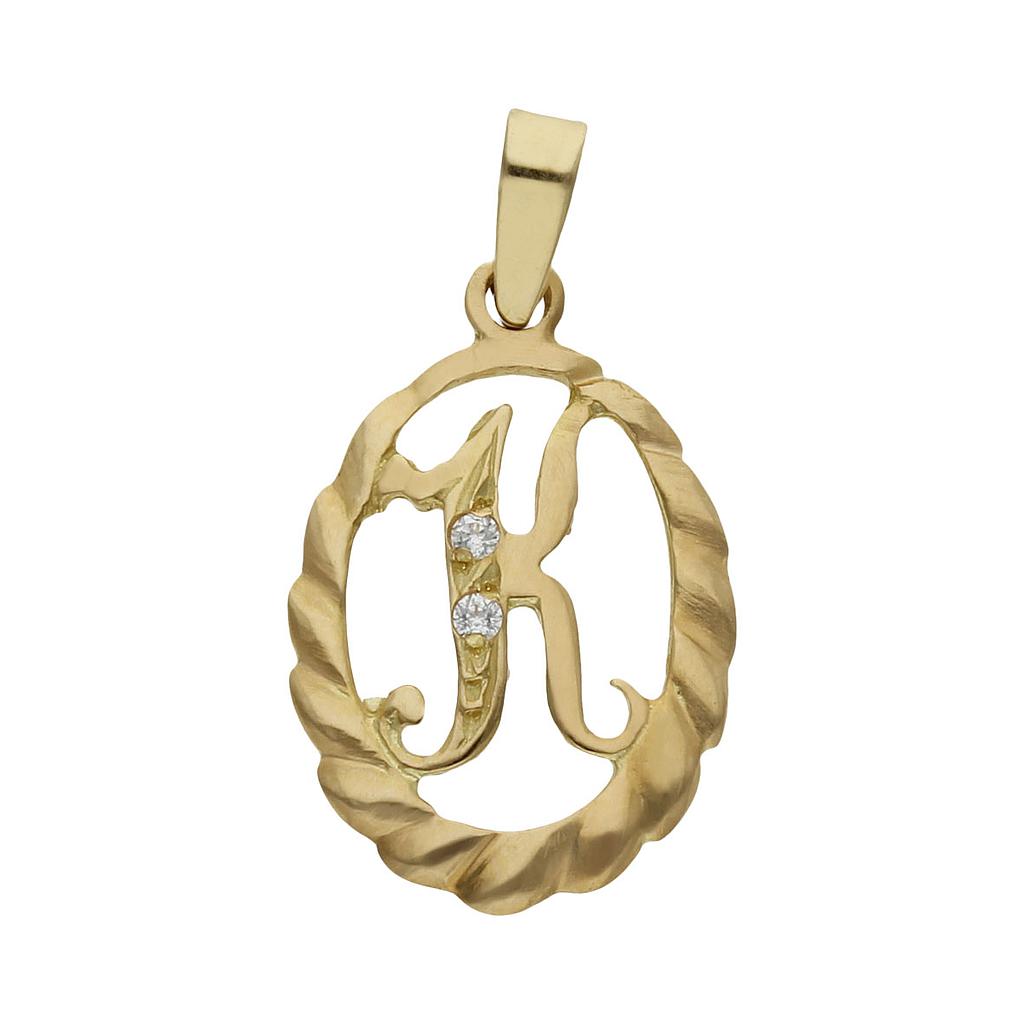 COLGANTE ORO 18KL LETRA CIRCONITAS - 13x20MM - Abecedario: k 