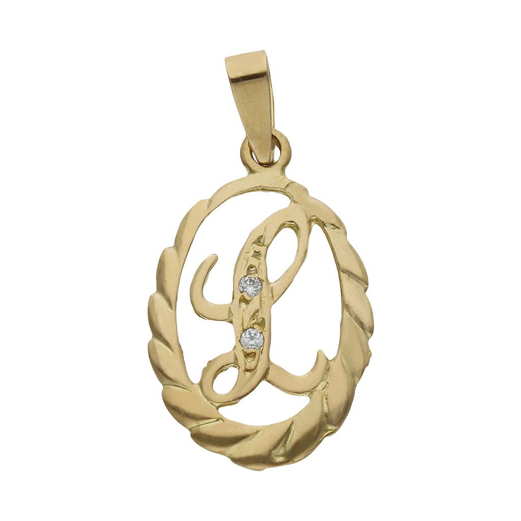 COLGANTE ORO 18KL LETRA CIRCONITAS - 13x20MM - Abecedario: L 