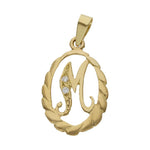 COLGANTE ORO 18KL LETRA CIRCONITAS - 13x20MM - Abecedario: m 
