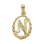 COLGANTE ORO 18KL LETRA CIRCONITAS - 13x20MM - Abecedario: n 