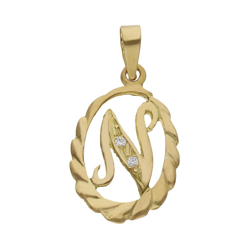 COLGANTE ORO 18KL LETRA CIRCONITAS - 13x20MM - Abecedario: n 