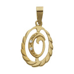 COLGANTE ORO 18KL LETRA CIRCONITAS - 13x20MM - Abecedario: o 