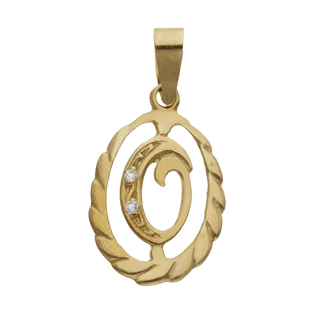 COLGANTE ORO 18KL LETRA CIRCONITAS - 13x20MM - Abecedario: o 