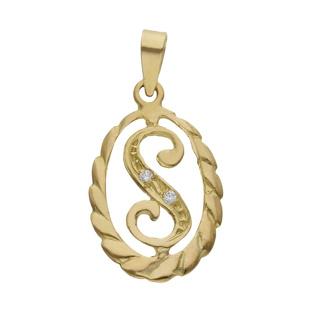 COLGANTE ORO 18KL LETRA CIRCONITAS - 13x20MM - Abecedario: s 
