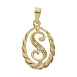 COLGANTE ORO 18KL LETRA CIRCONITAS - 13x20MM - Abecedario: s 