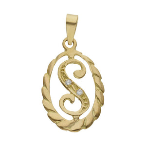 COLGANTE ORO 18KL LETRA CIRCONITAS - 13x20MM - Abecedario: s 