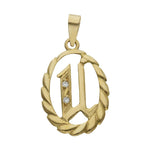 COLGANTE ORO 18KL LETRA CIRCONITAS - 13x20MM - Abecedario: u 