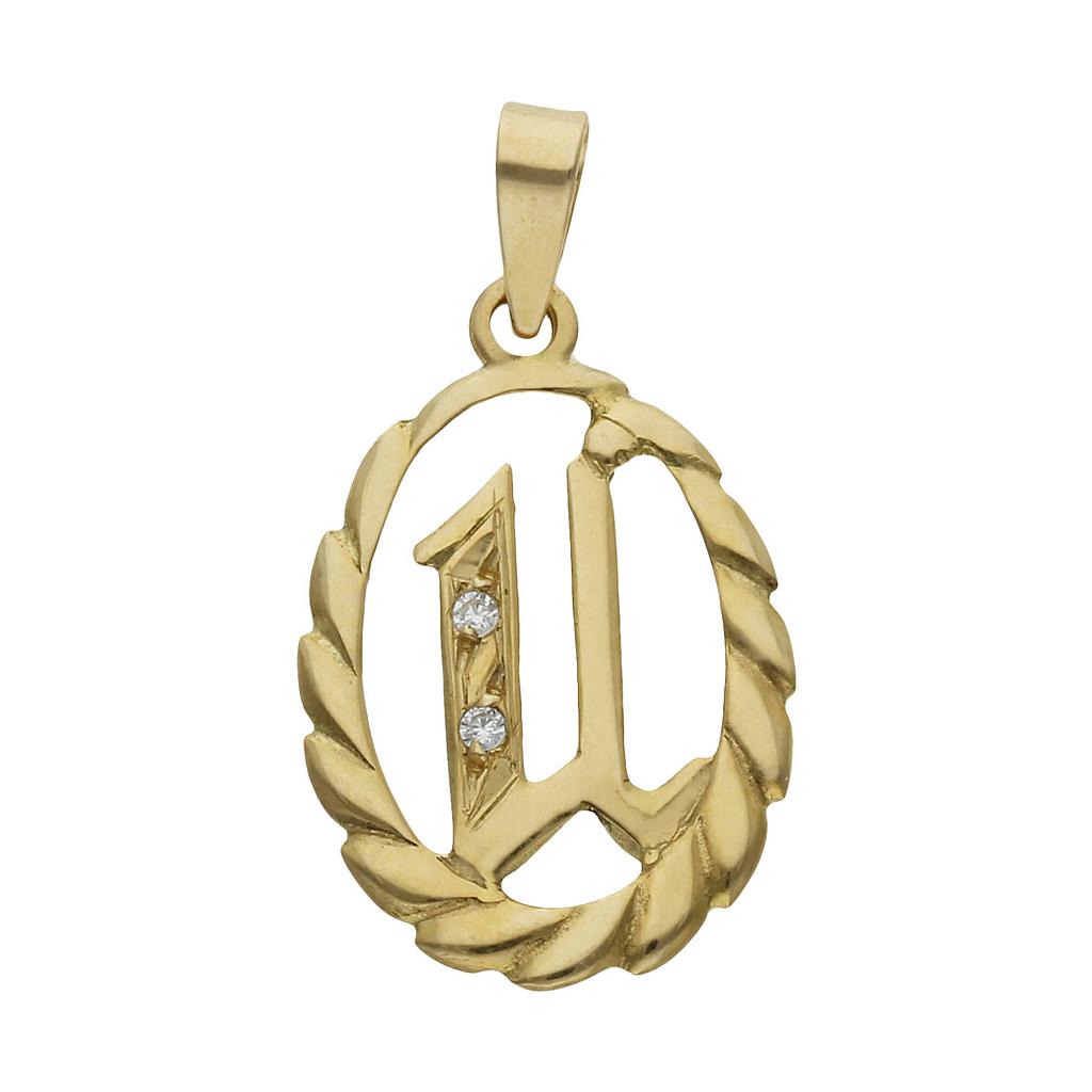 COLGANTE ORO 18KL LETRA CIRCONITAS - 13x20MM - Abecedario: u 