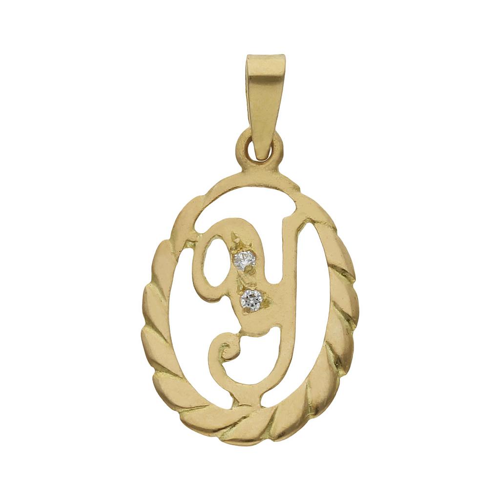 COLGANTE ORO 18KL LETRA CIRCONITAS - 13x20MM - Abecedario: y 