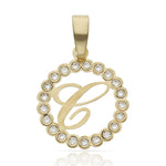 COLGANTE ORO 18KL LETRA CIRCONITAS - 15MM - Abecedario: c 