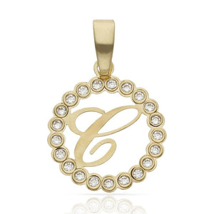 COLGANTE ORO 18KL LETRA CIRCONITAS - 15MM - Abecedario: c 