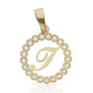 COLGANTE ORO 18KL LETRA CIRCONITAS - 15MM - Abecedario: i 